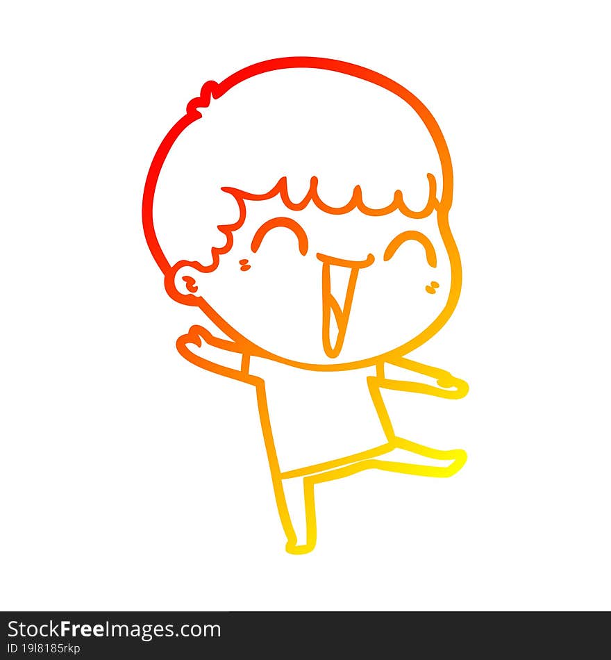 Warm Gradient Line Drawing Cartoon Happy Man