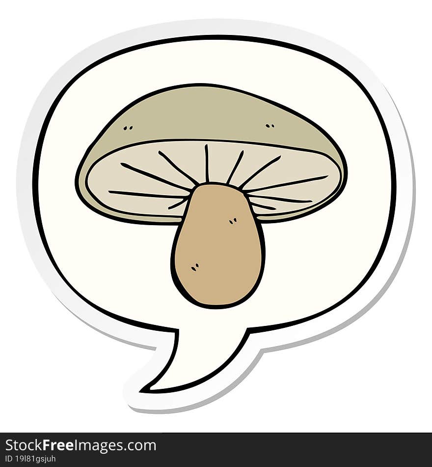 cartoon mushroom and speech bubble sticker