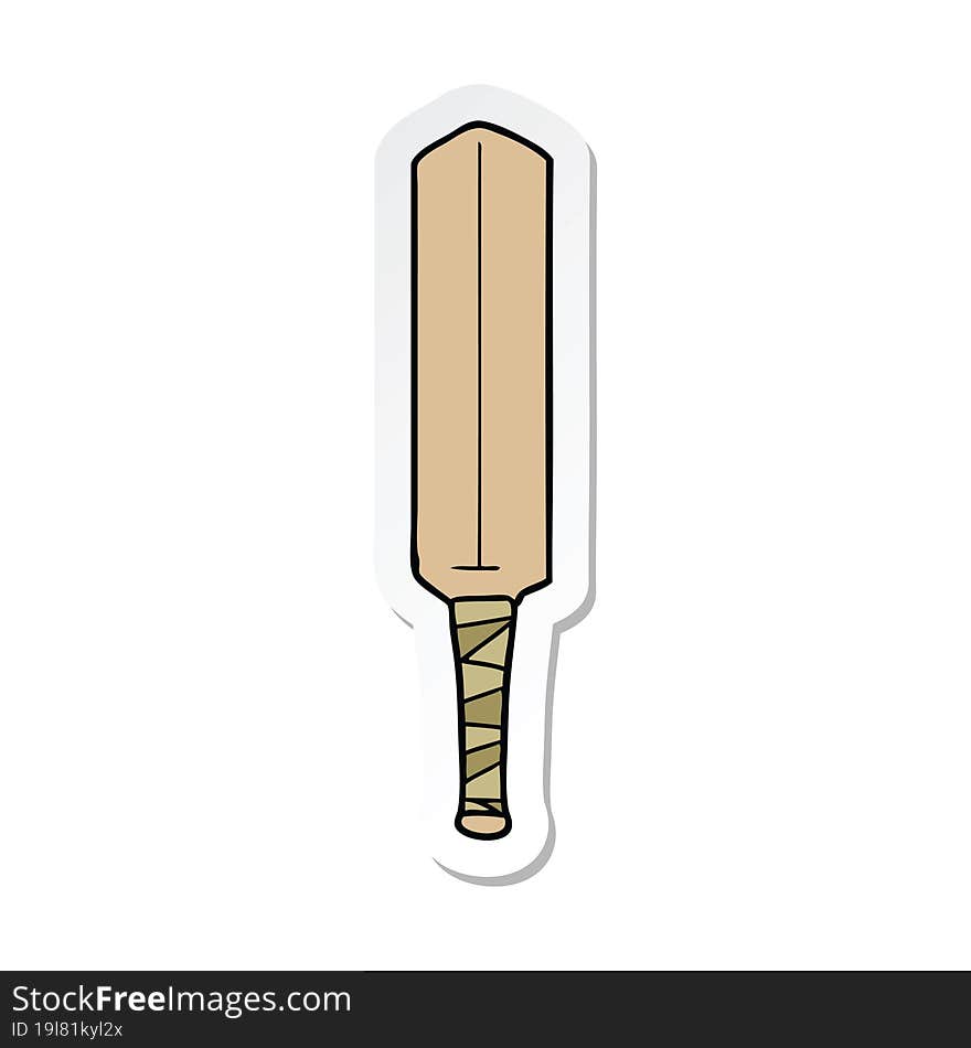 sticker of a cartoon cricket bat