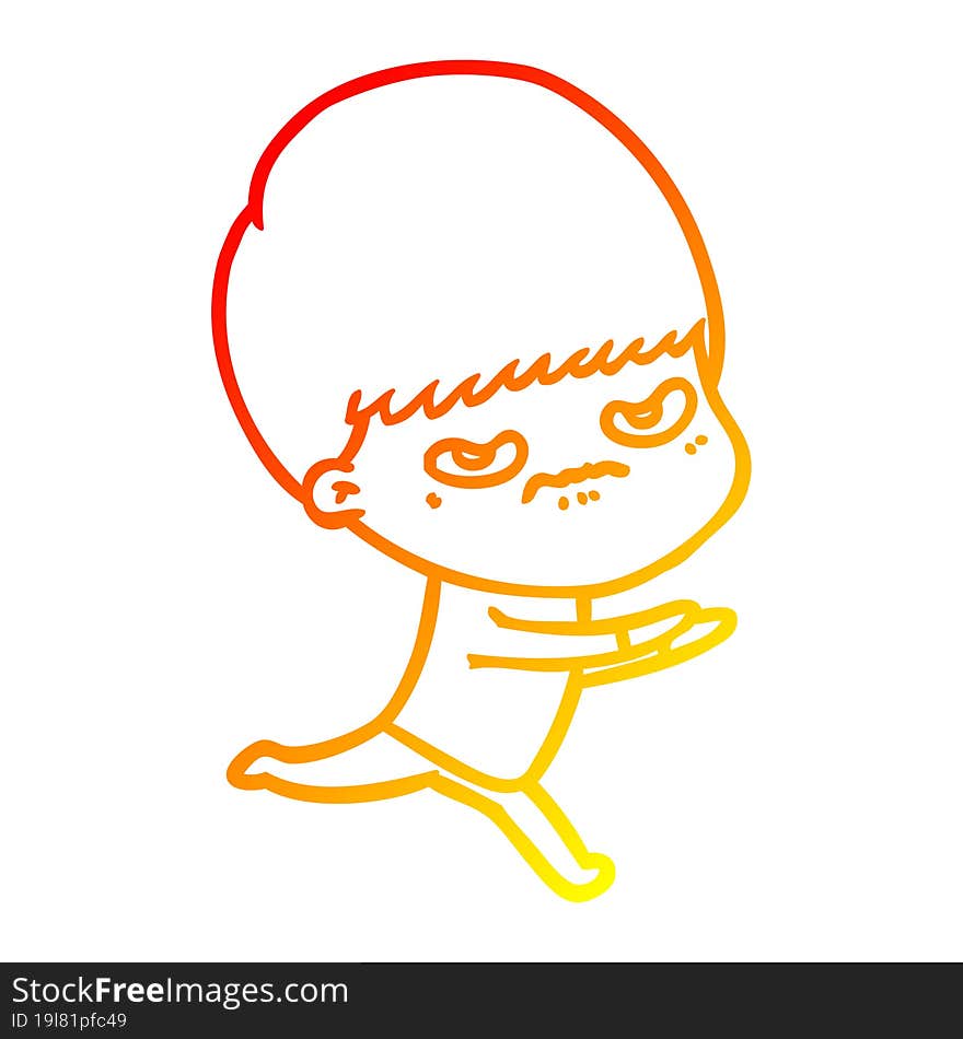 Warm Gradient Line Drawing Cartoon Angry Boy