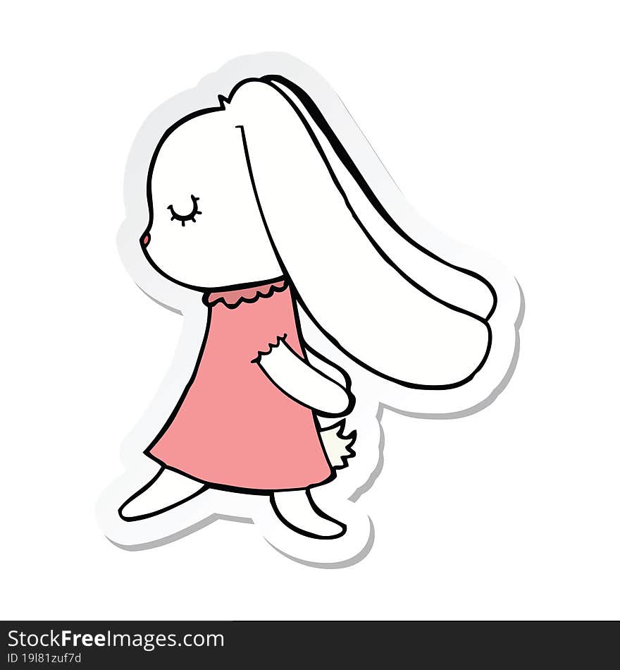 Sticker Of A Cute Cartoon Rabbit