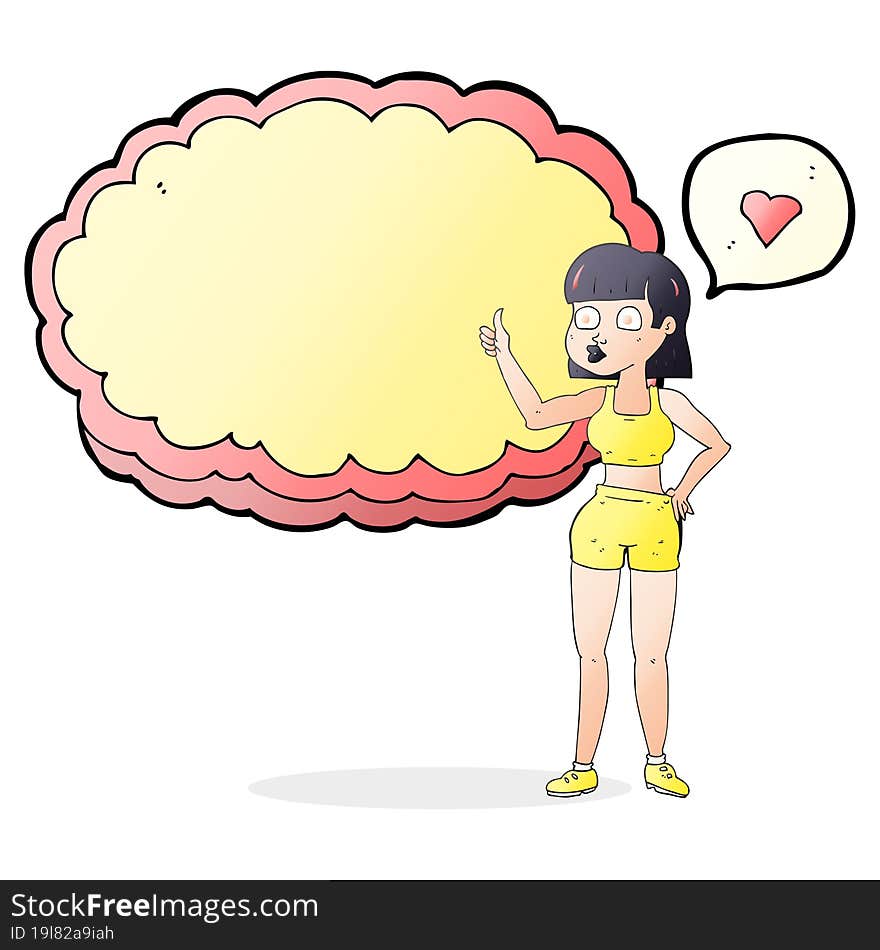 speech bubble cartoon gym woman