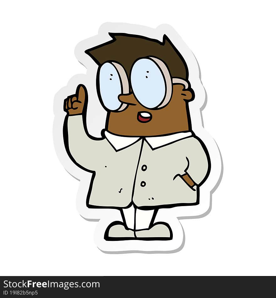 sticker of a cartoon scientist