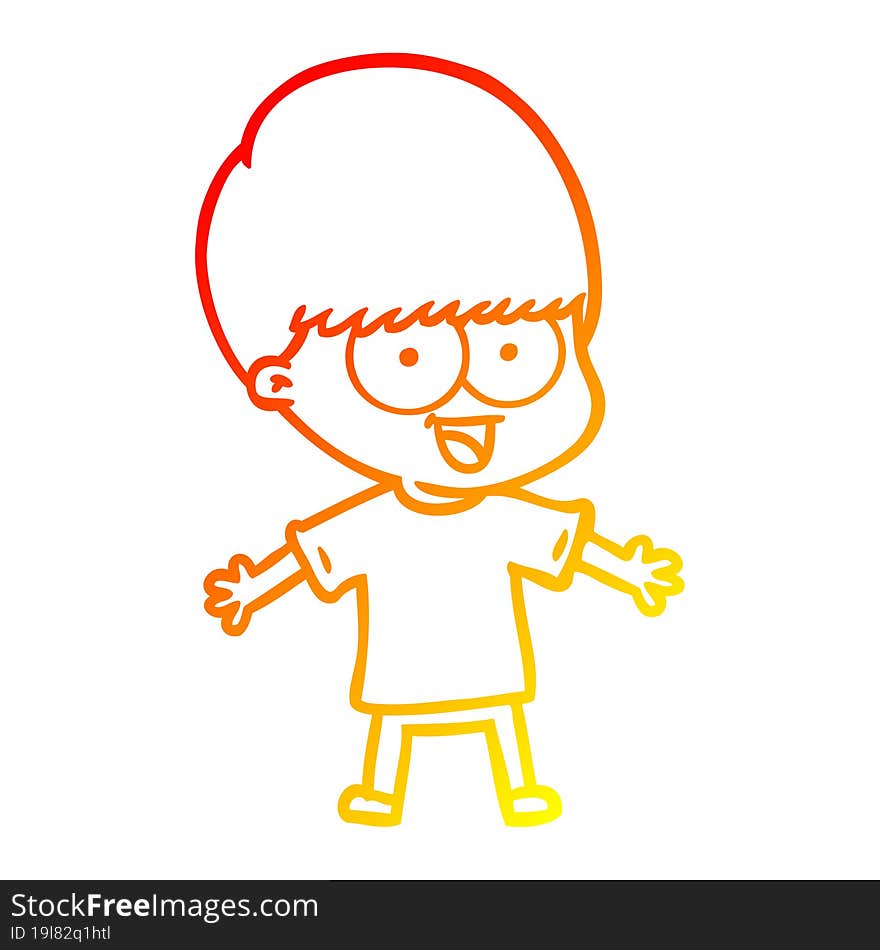 Warm Gradient Line Drawing Happy Cartoon Boy