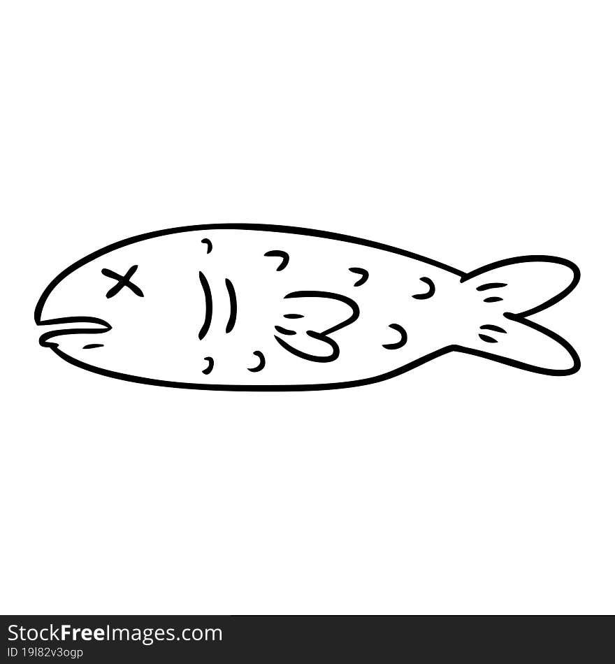 line drawing doodle of a dead fish