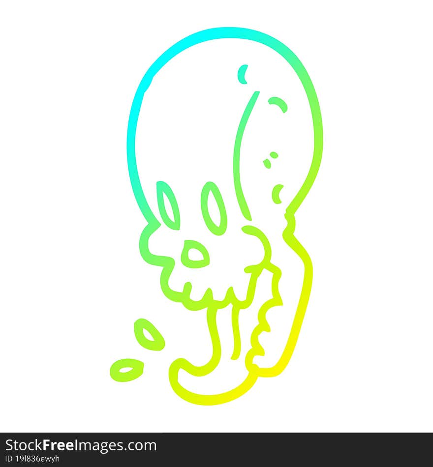 cold gradient line drawing cartoon gross skull