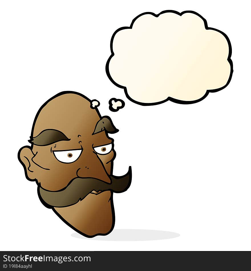 Cartoon Old Man Face With Thought Bubble