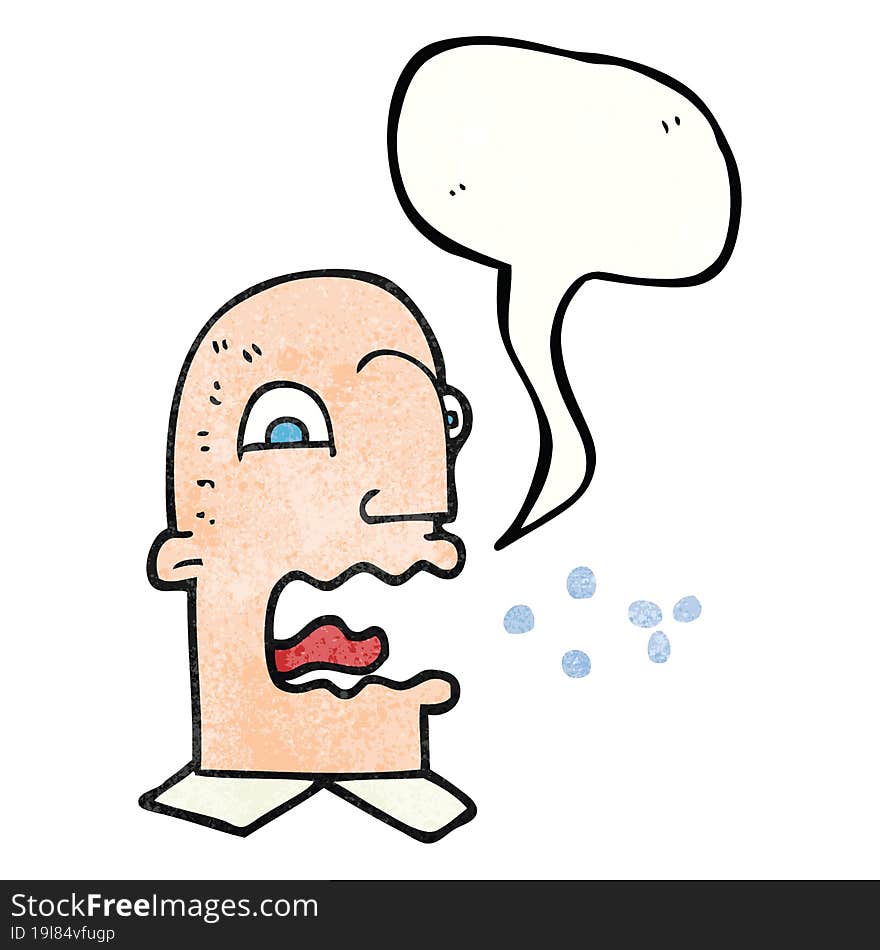 freehand speech bubble textured cartoon burping man