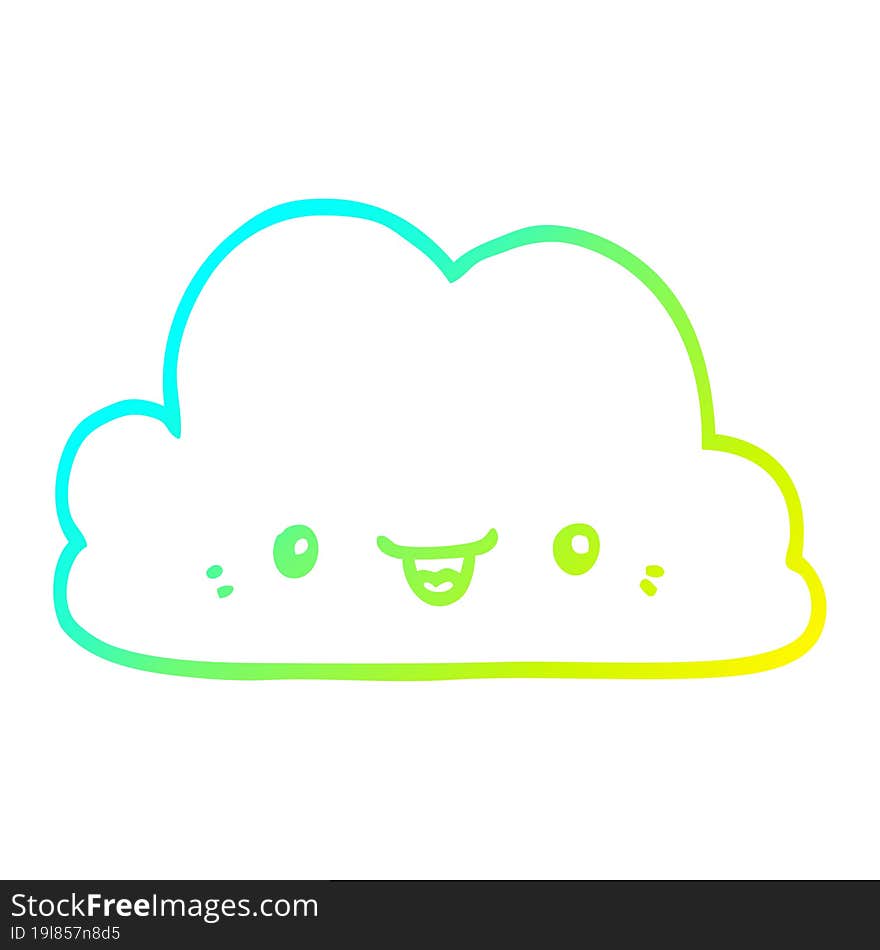 cold gradient line drawing cute cartoon cloud