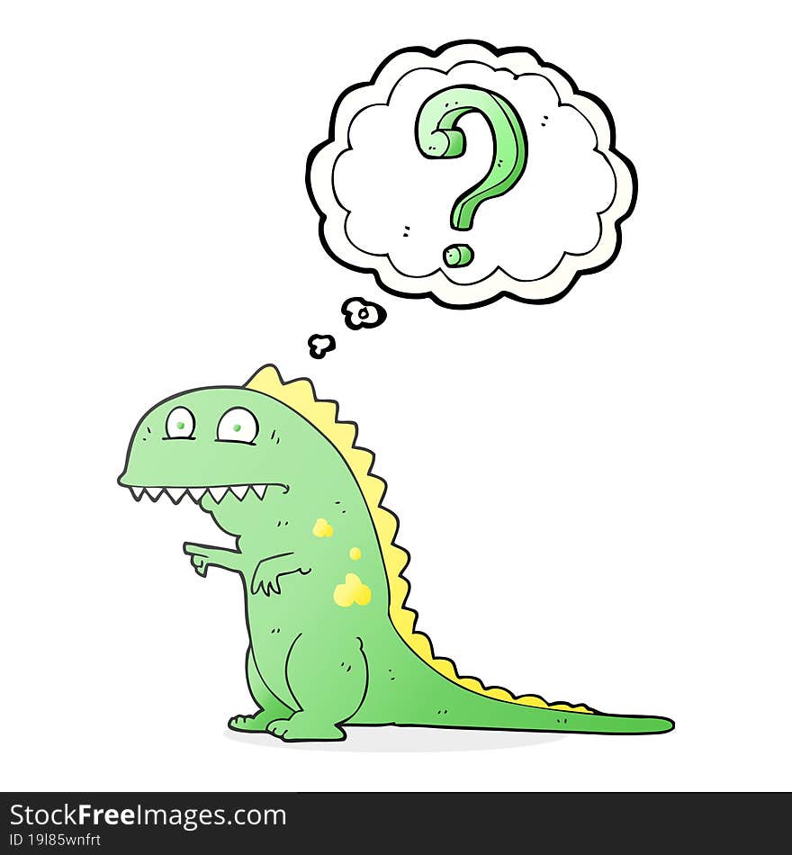 thought bubble cartoon confused dinosaur