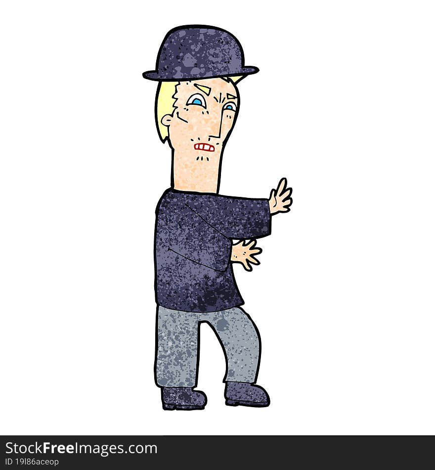 Cartoon Man Wearing Bowler Hat