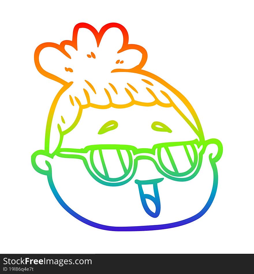 rainbow gradient line drawing cartoon female face