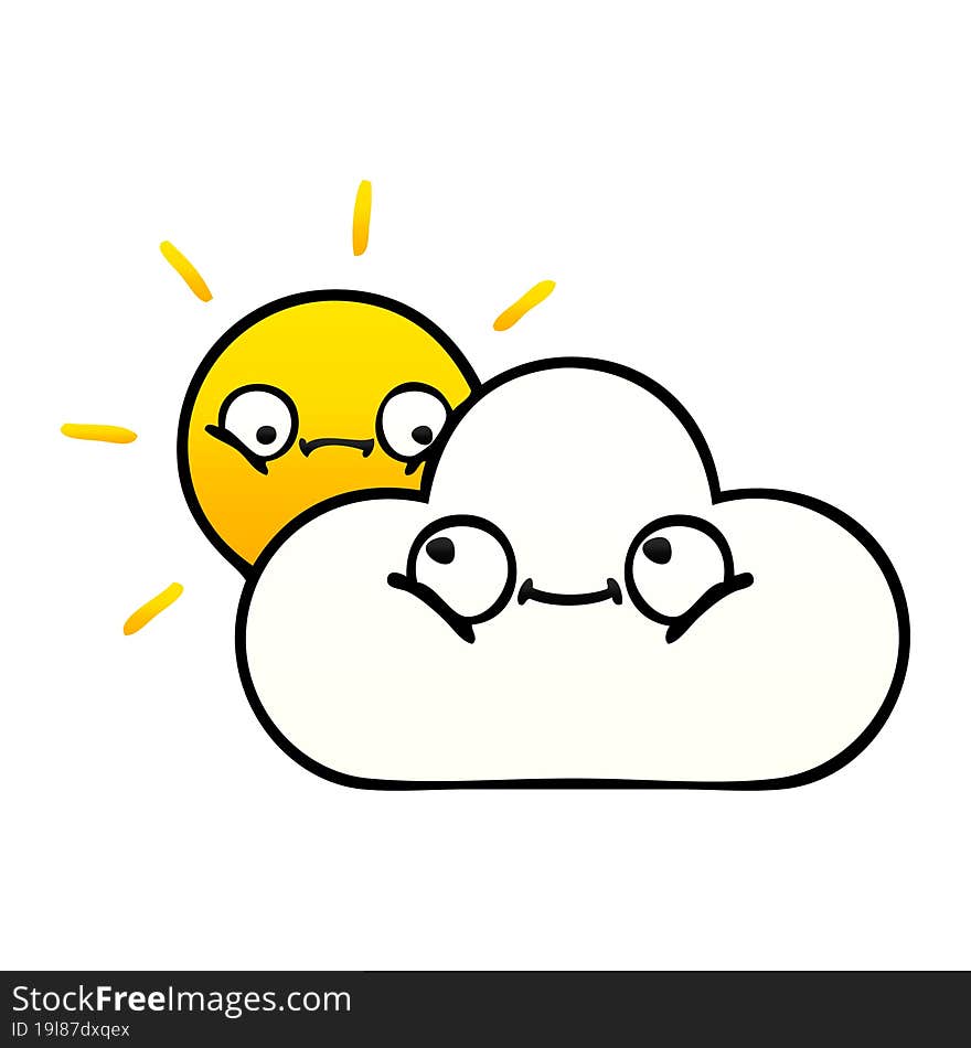 gradient shaded cartoon sunshine and cloud