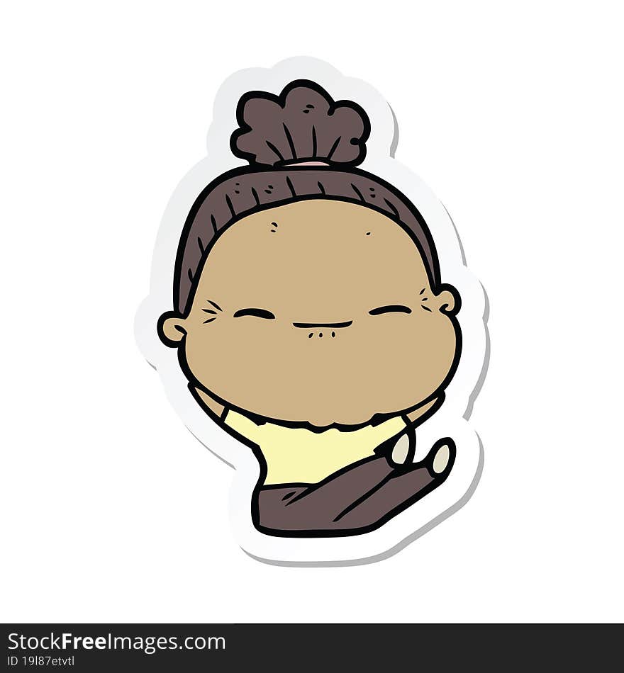 sticker of a cartoon peaceful old woman