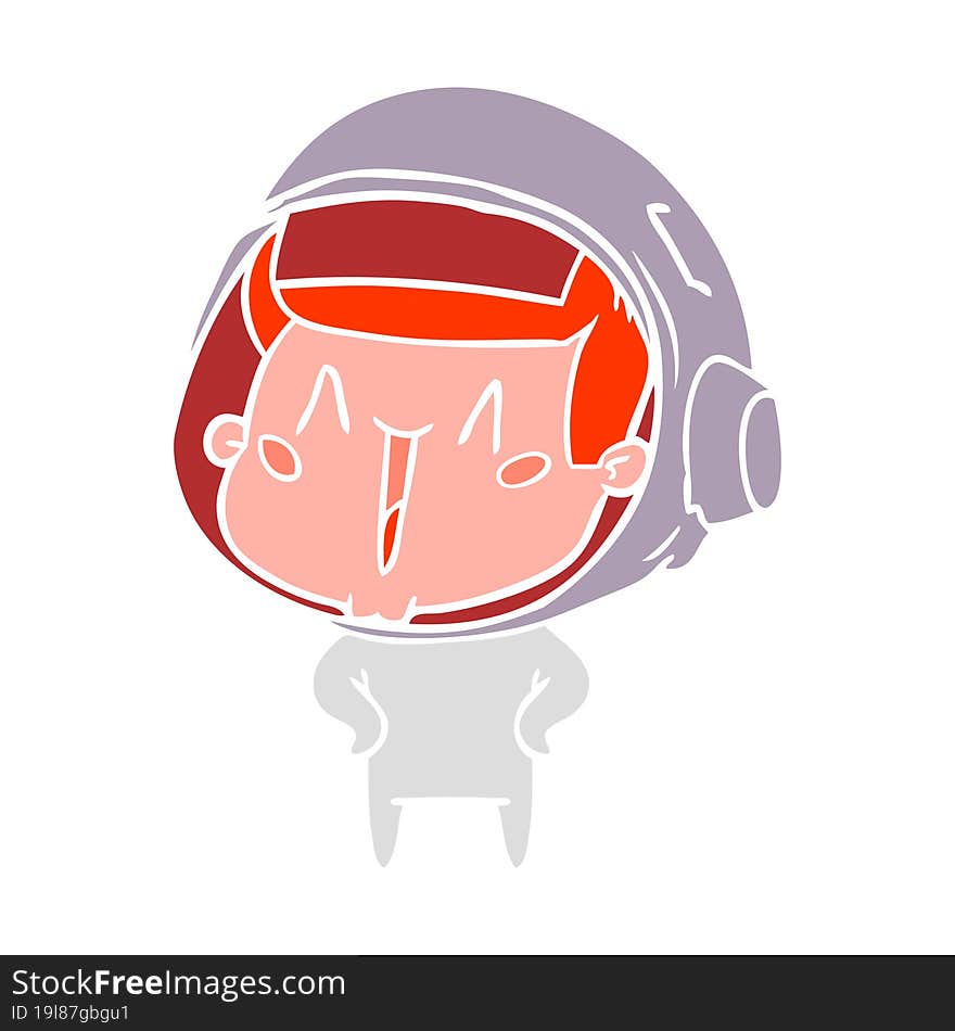 happy flat color style cartoon astronaut