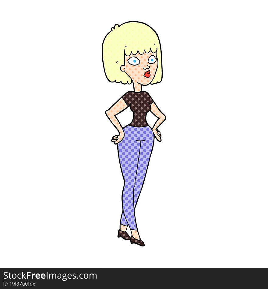 Cartoon Woman With Hands On Hips