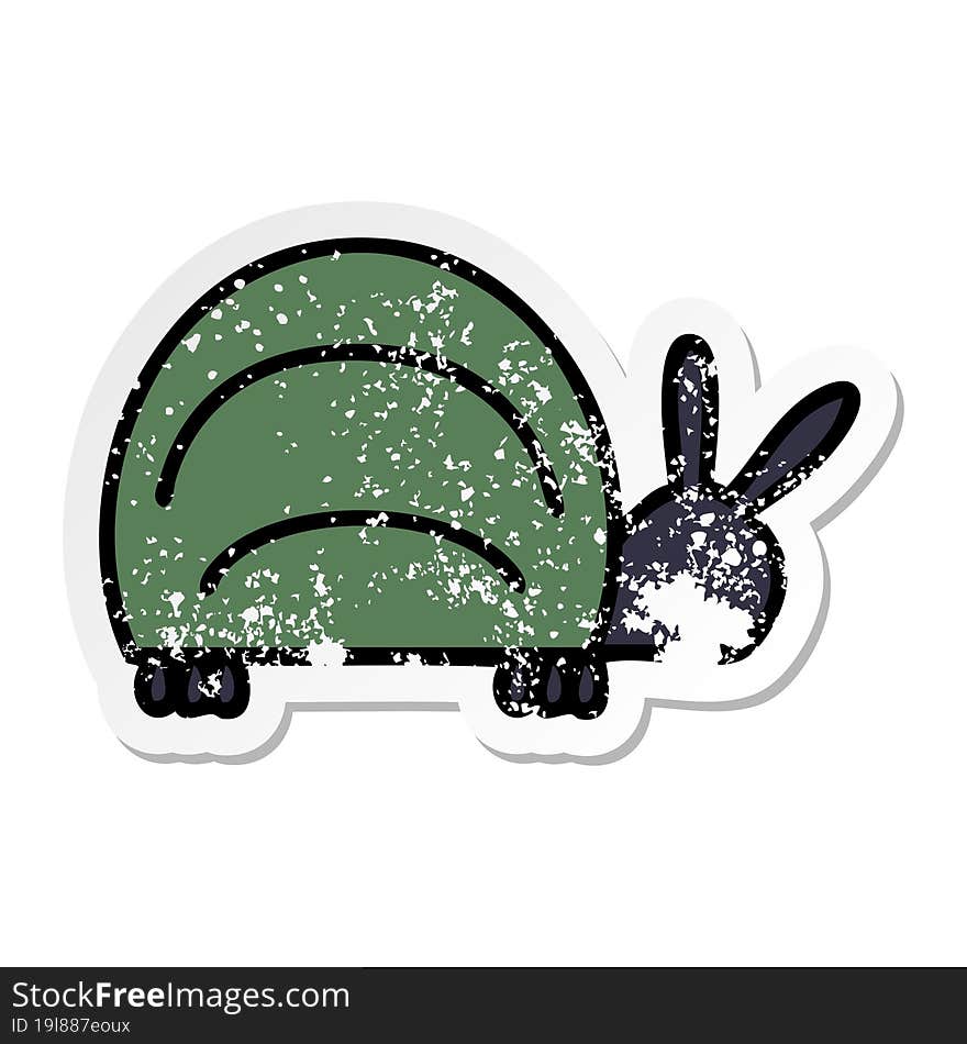 distressed sticker of a cute cartoon green bug