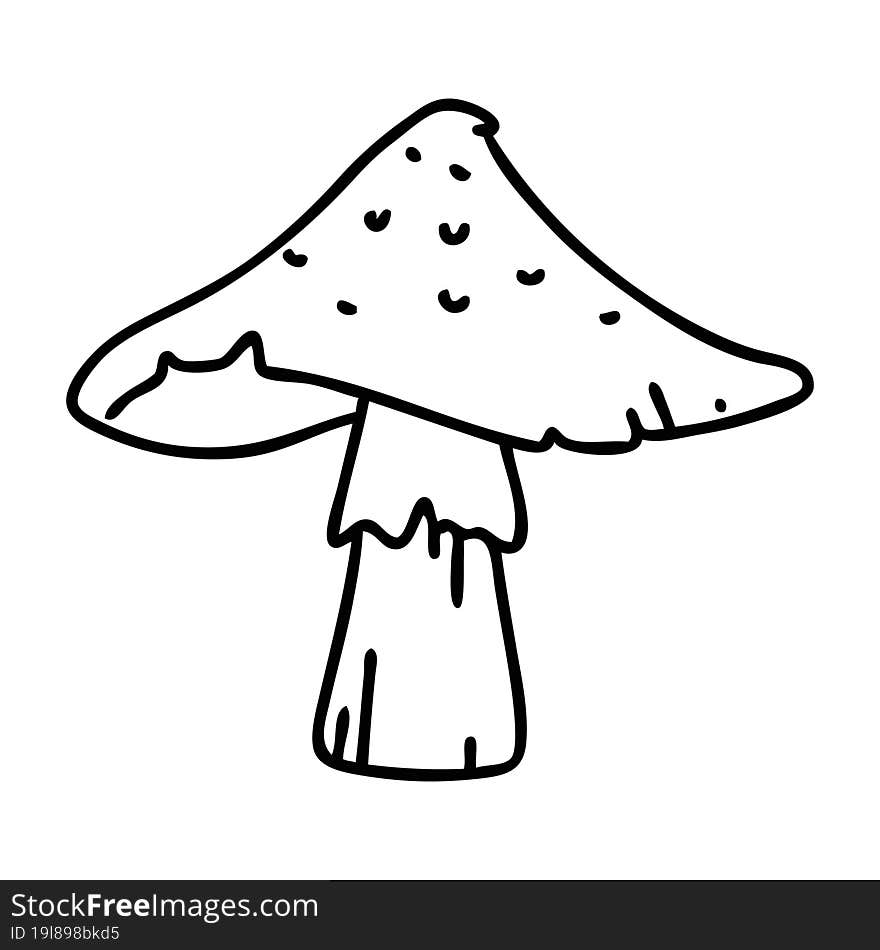 line doodle of a wild mushroom that may or may not be poisonous