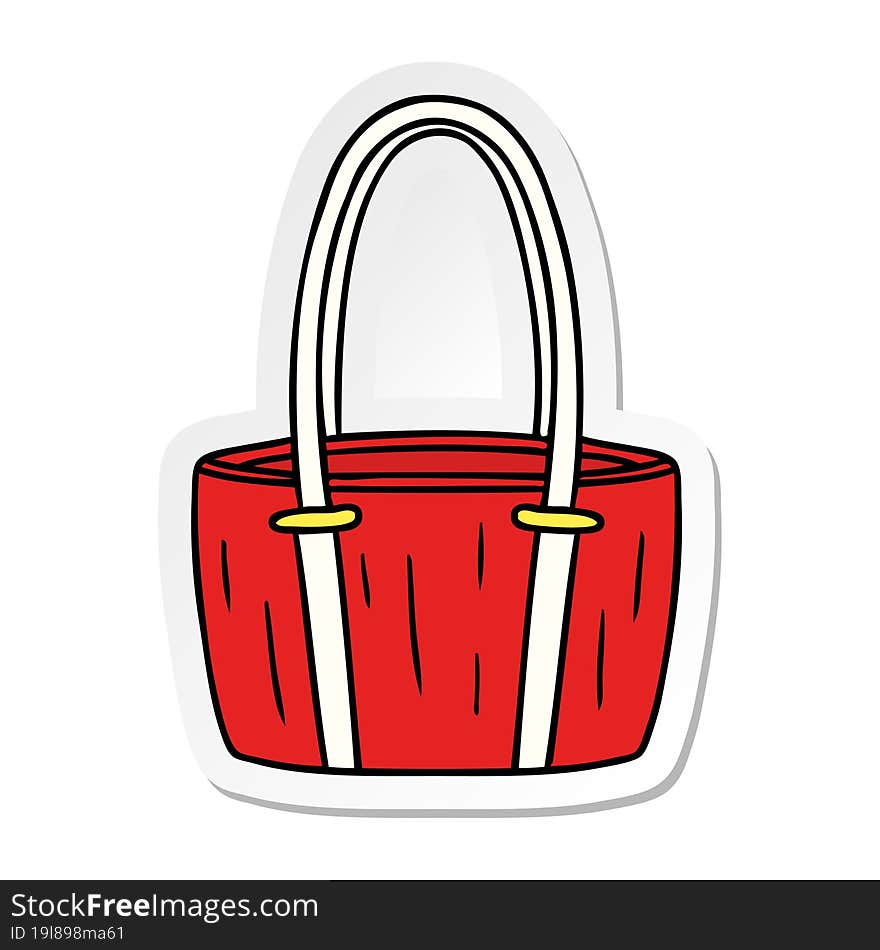 hand drawn sticker cartoon doodle of a red big bag