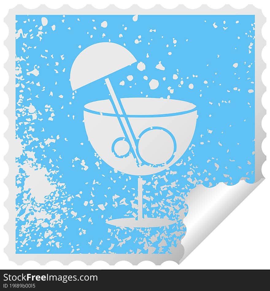 distressed square peeling sticker symbol fancy cocktail