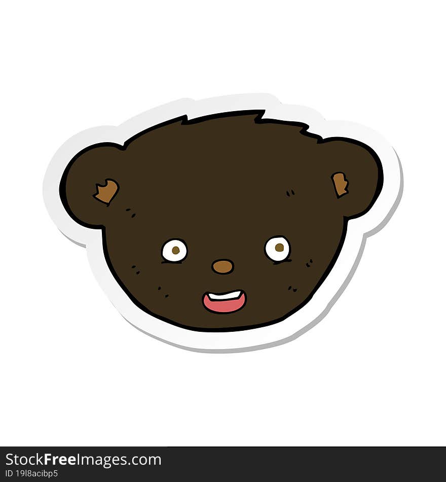 Sticker Of A Cartoon Black Bear Face