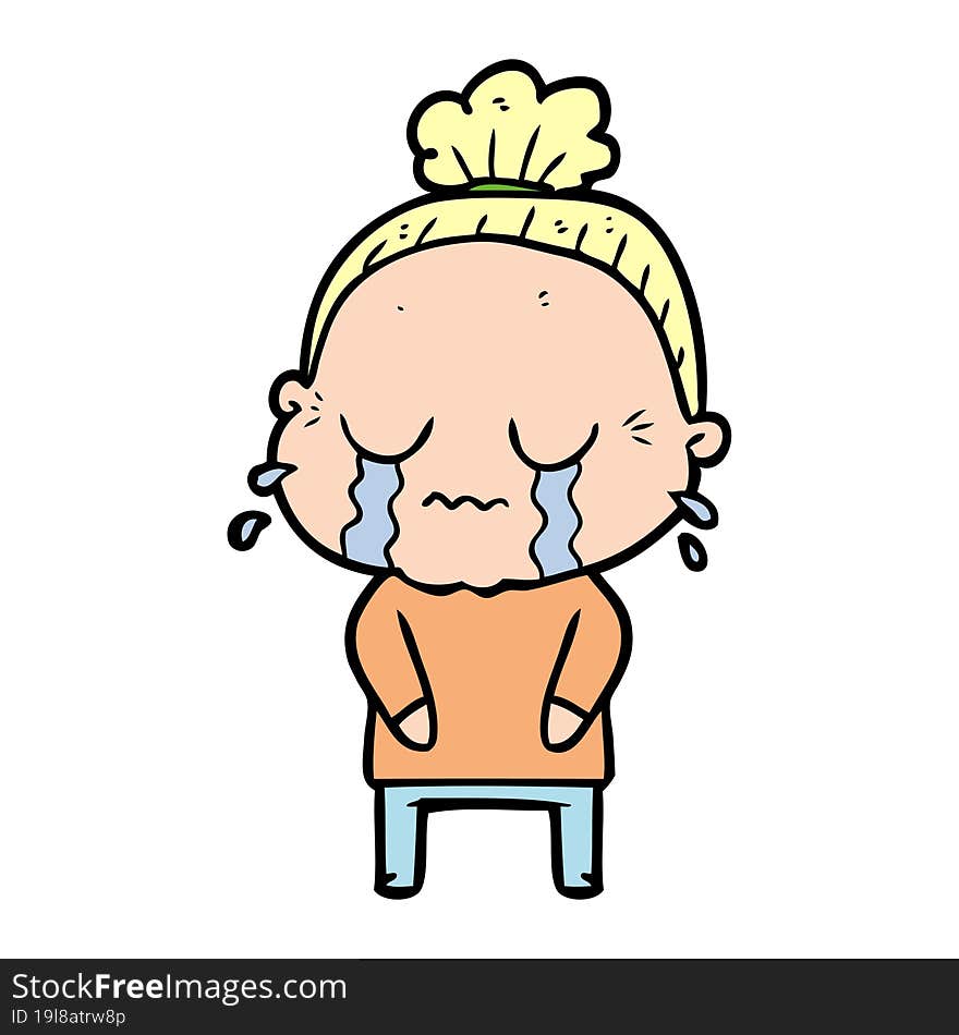 cartoon crying old lady. cartoon crying old lady