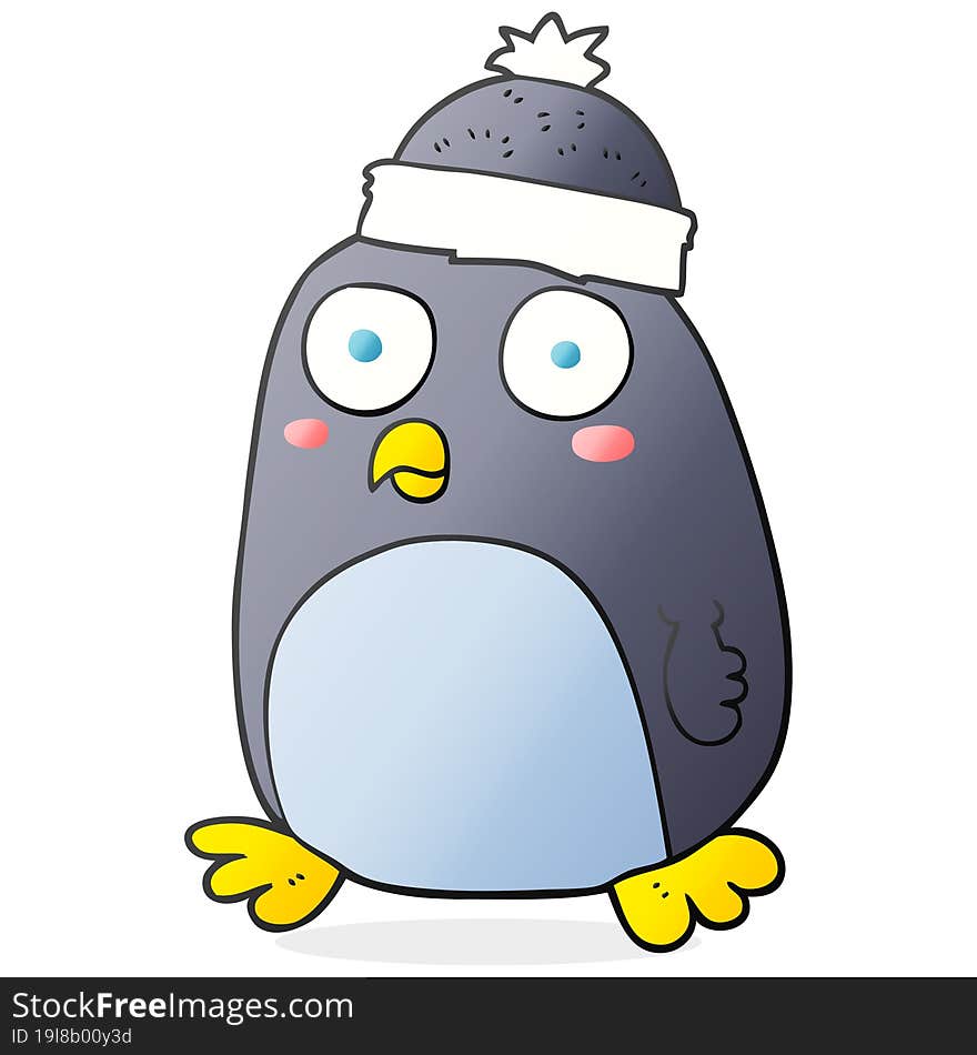 freehand drawn cartoon penguin