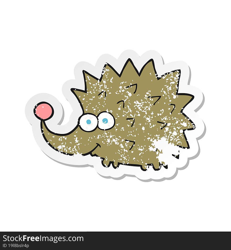 retro distressed sticker of a cartoon hedgehog