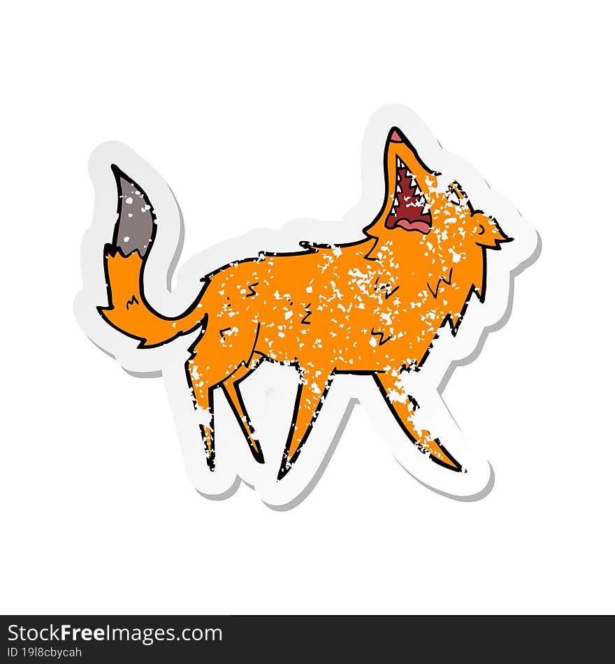 retro distressed sticker of a cartoon snapping fox