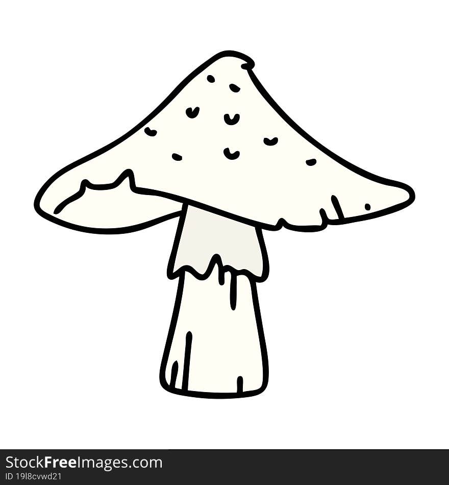 cartoon of a wild mushroom that may or may not be poisonous