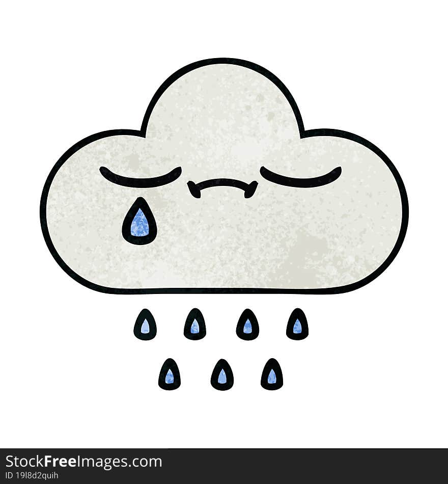 Retro Grunge Texture Cartoon Rain Cloud