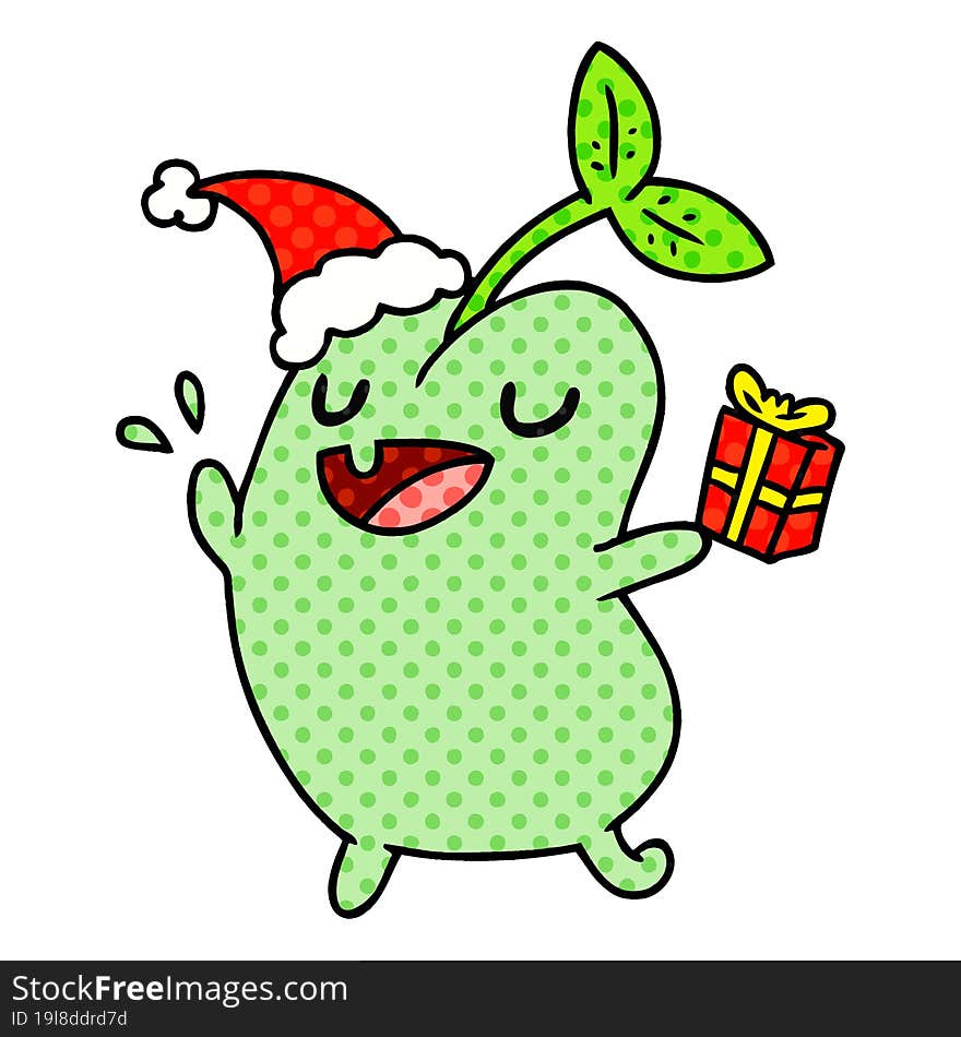 hand drawn christmas cartoon of kawaii seed