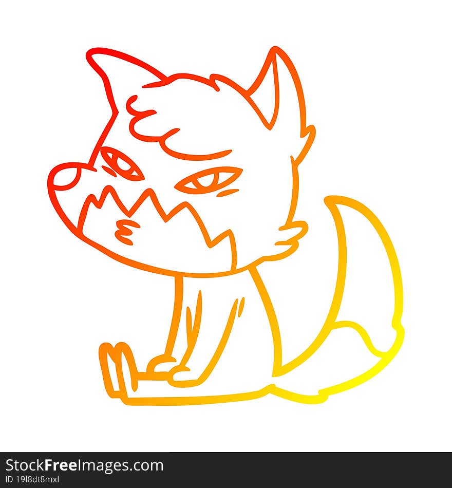 Warm Gradient Line Drawing Clever Cartoon Fox