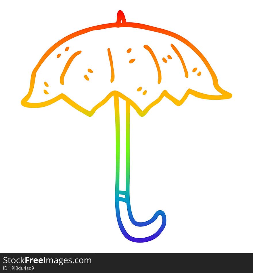 rainbow gradient line drawing cartoon open umbrella