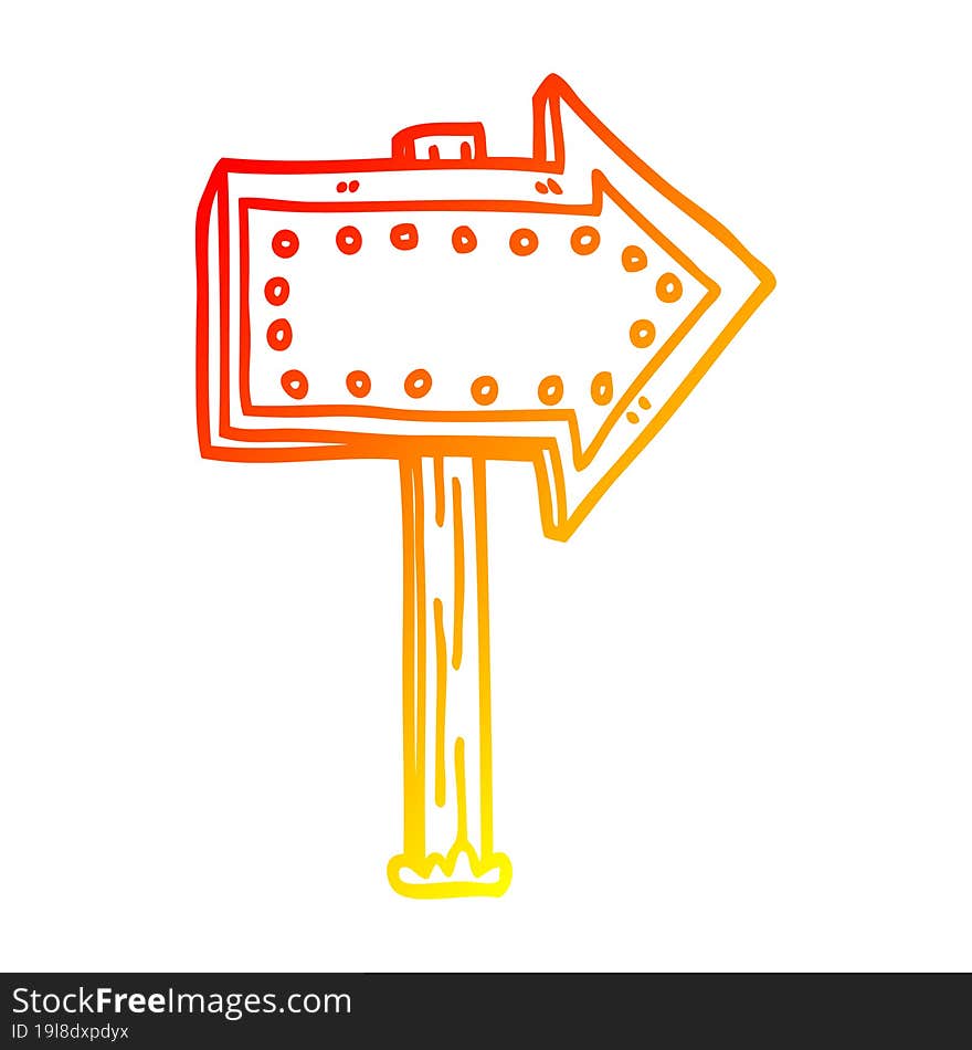 warm gradient line drawing cartoon lit up sign