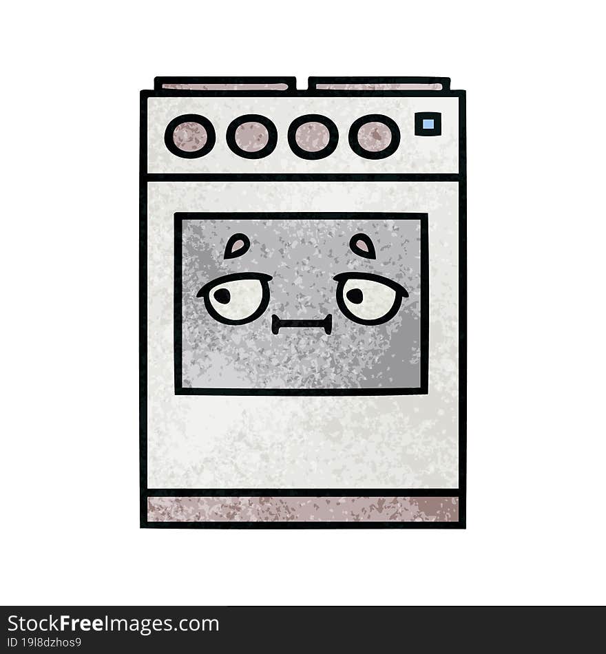 retro grunge texture cartoon of a kitchen oven