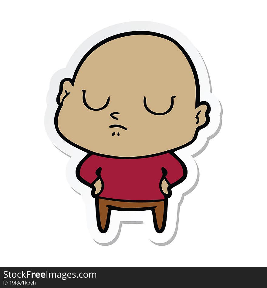 sticker of a cartoon bald man