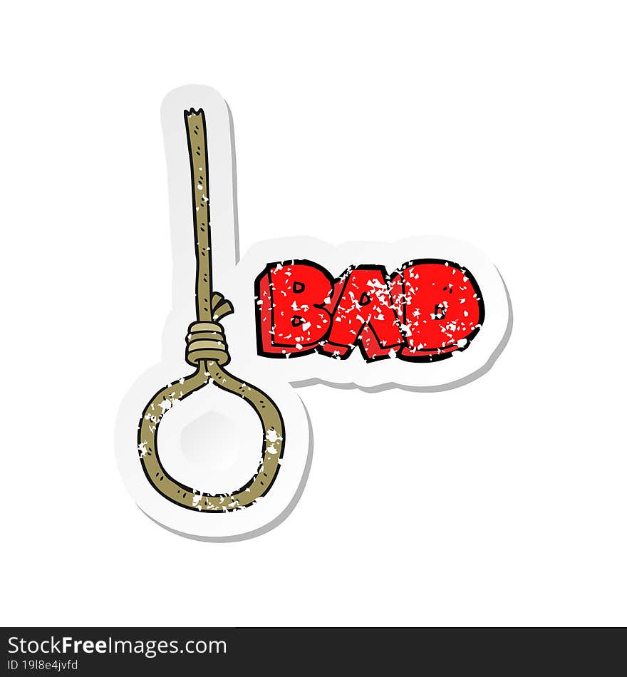 retro distressed sticker of a cartoon noose