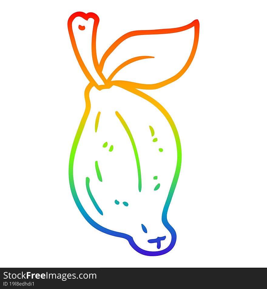 rainbow gradient line drawing cartoon lime fruit