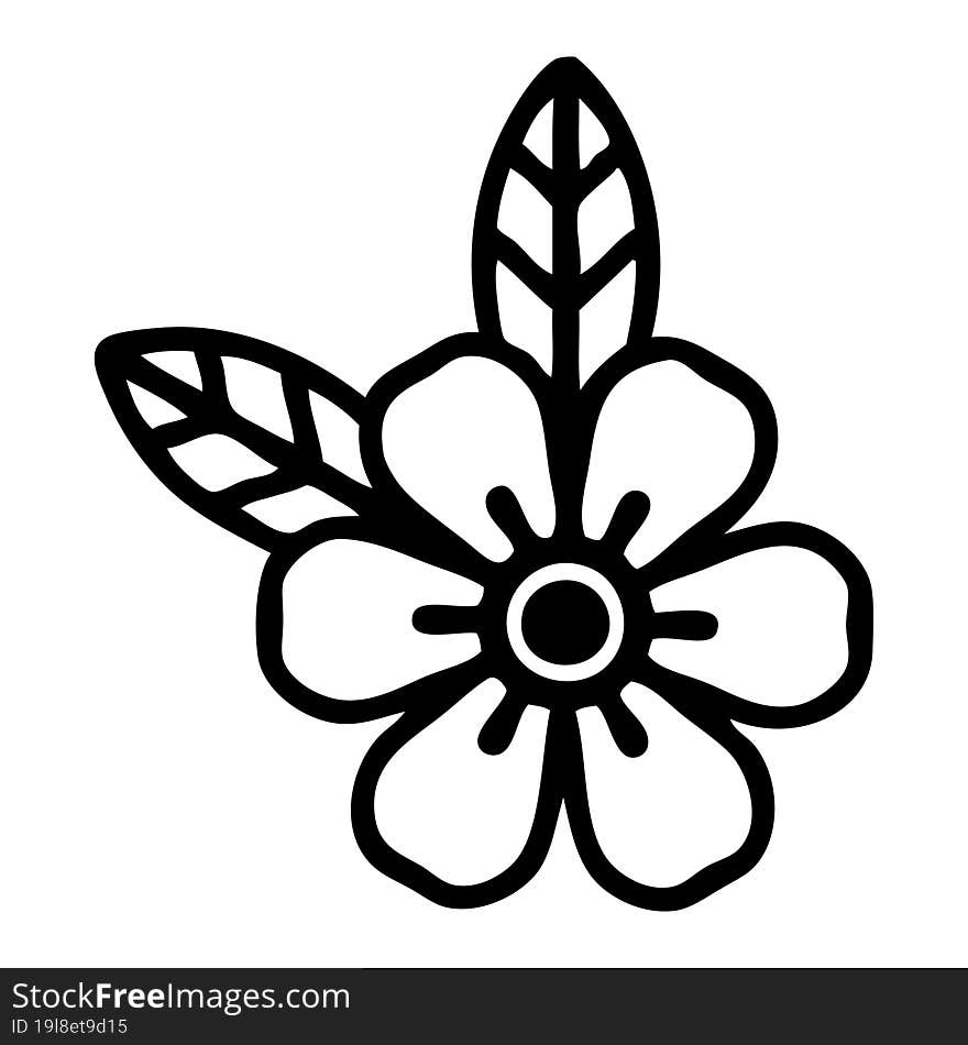 Black Line Tattoo Of A Flower