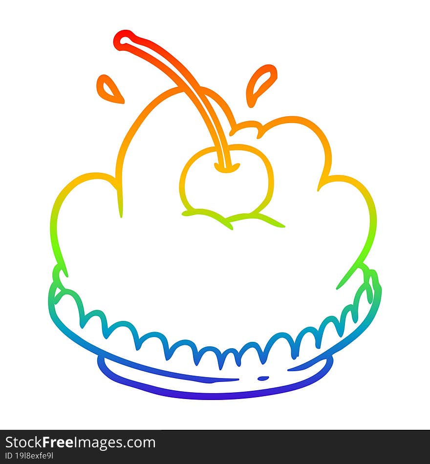 rainbow gradient line drawing tasty dessert