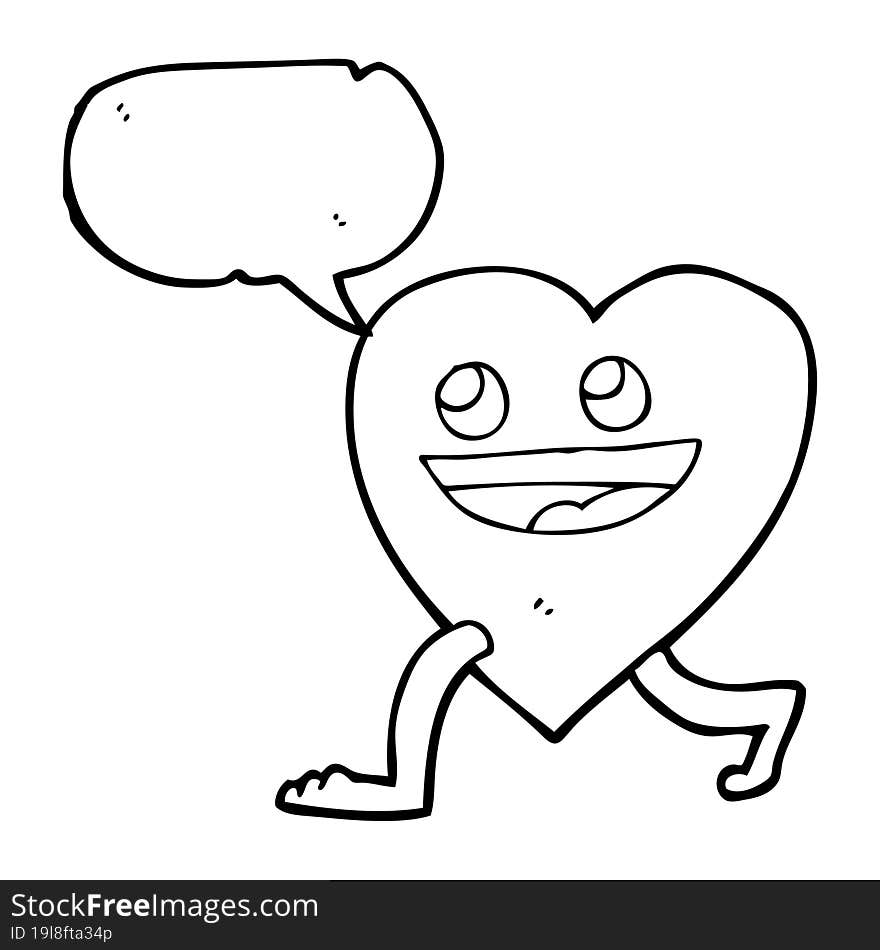 speech bubble cartoon walking heart