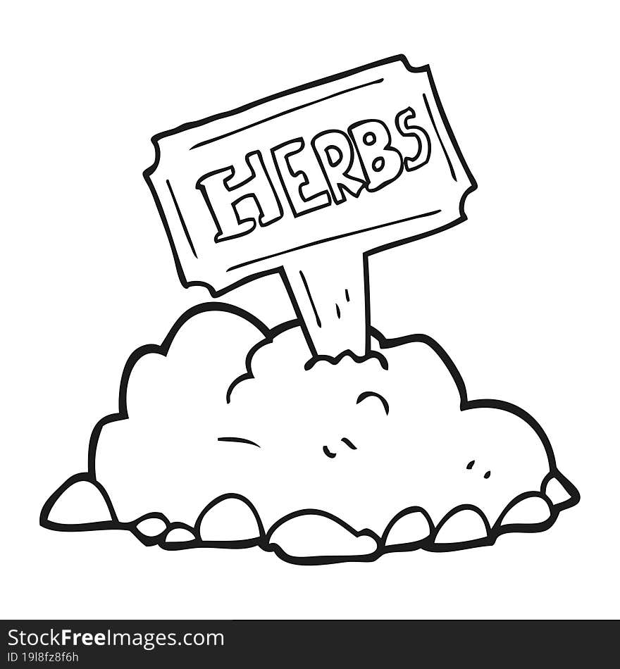 Black And White Cartoon Herbs Sign