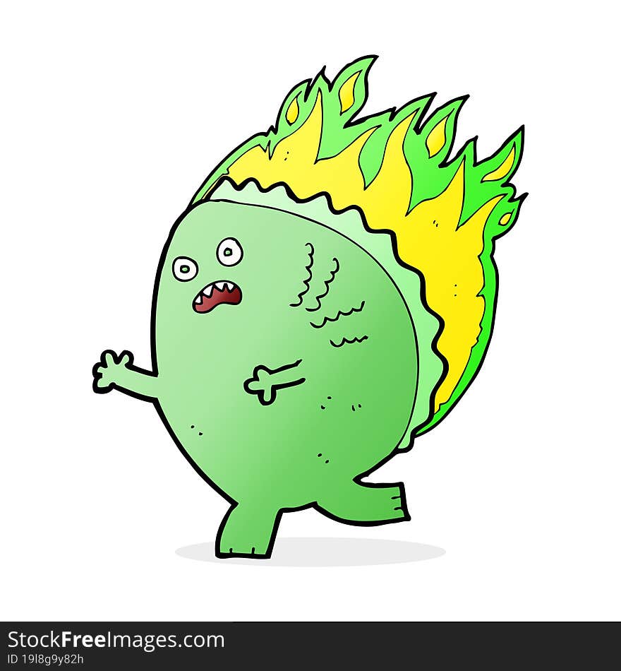 cartoon monster on fire