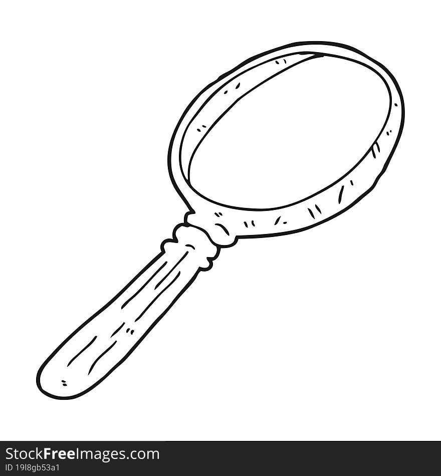 Black And White Cartoon Magnifying Glass