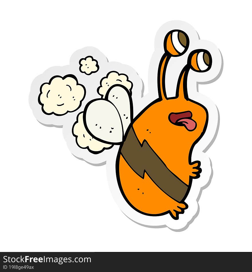 Sticker Of A Cartoon Funny Bee