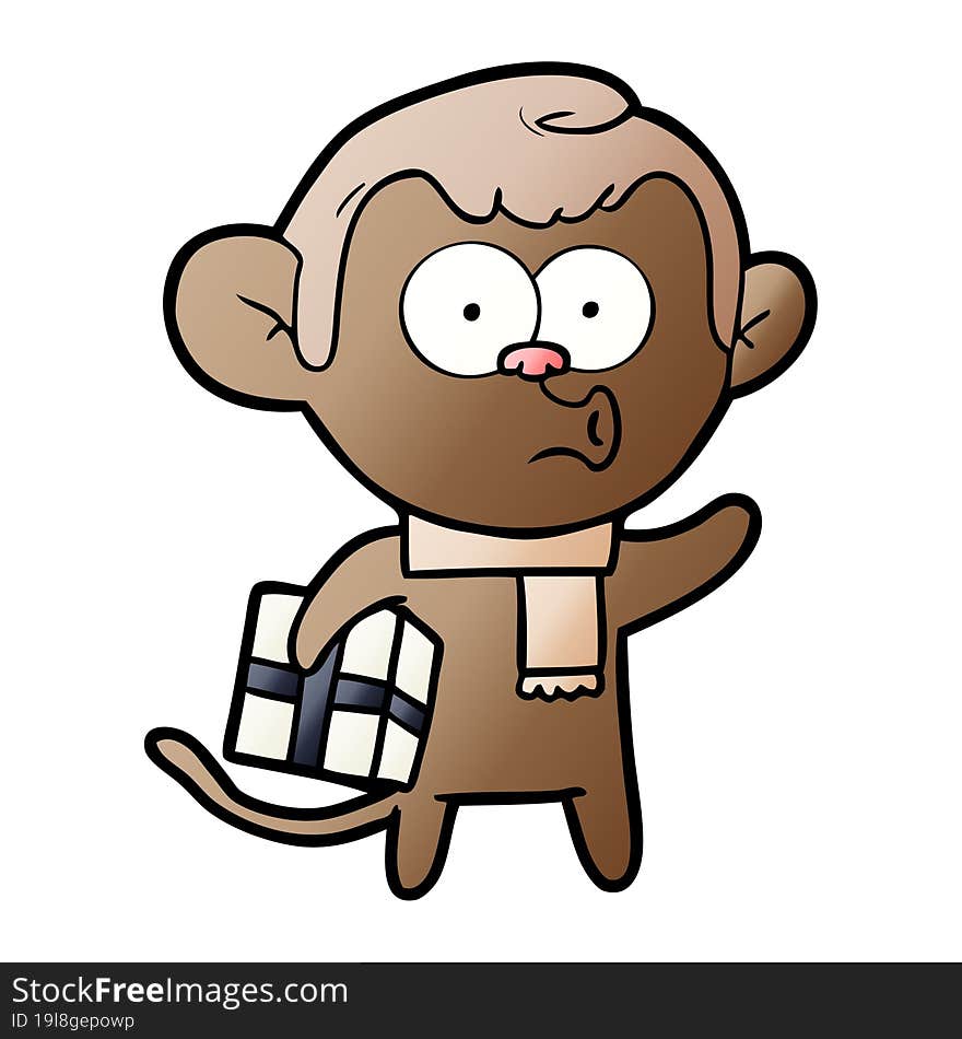 cartoon christmas monkey. cartoon christmas monkey