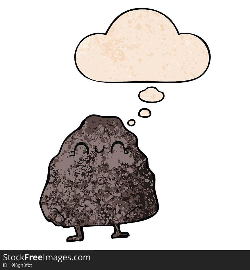 cartoon rock with thought bubble in grunge texture style. cartoon rock with thought bubble in grunge texture style