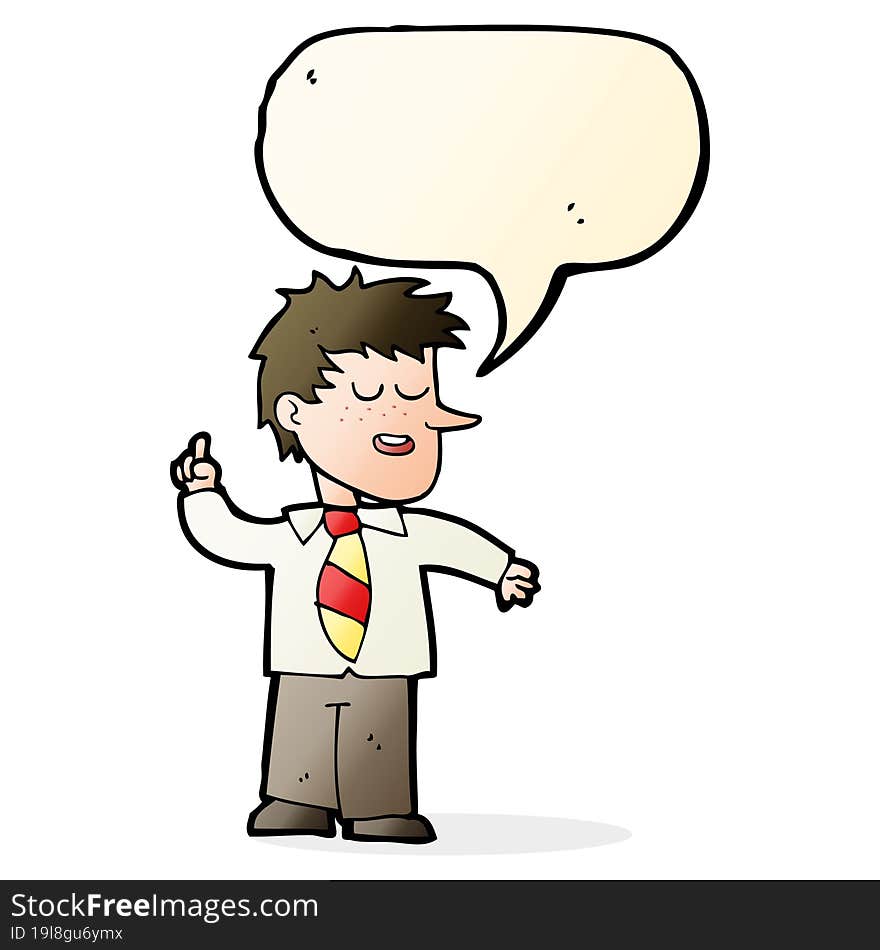 cartoon man with good idea with speech bubble