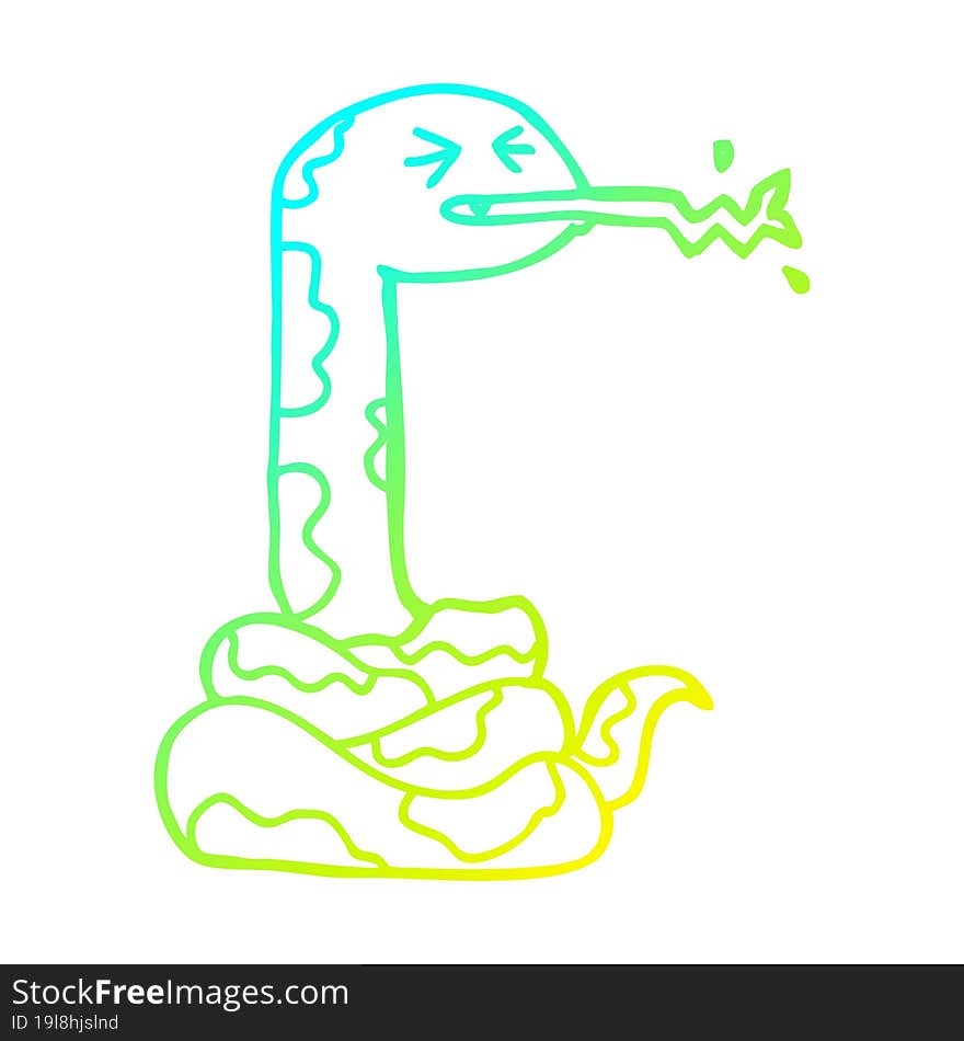 Cold Gradient Line Drawing Cartoon Hissing Snake